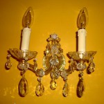 Vintage Brass and Crystal Wall Sconce