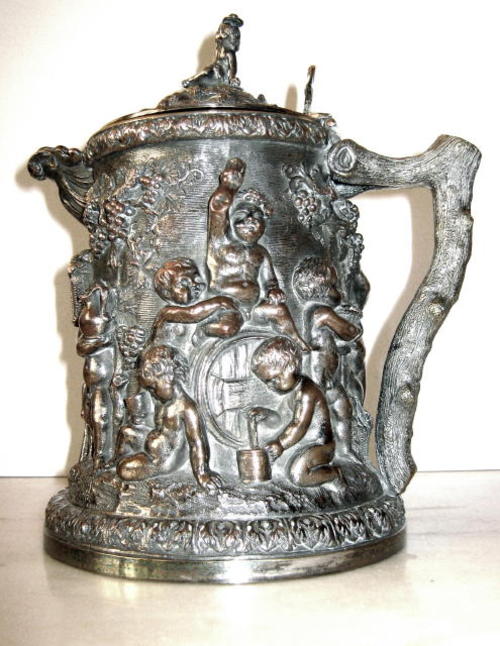 Electro plate jug with cherubs